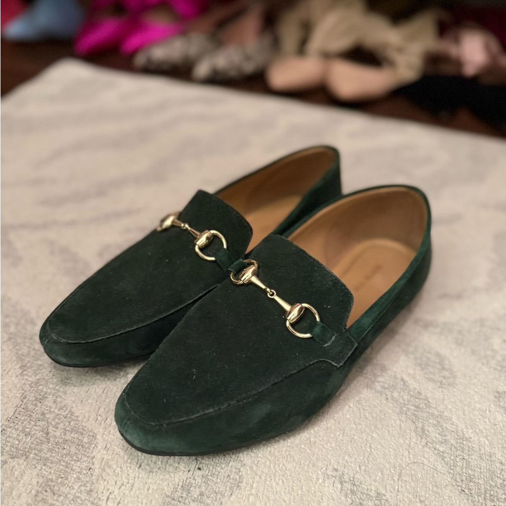 All Black Suede Link Loafers in Forest Green